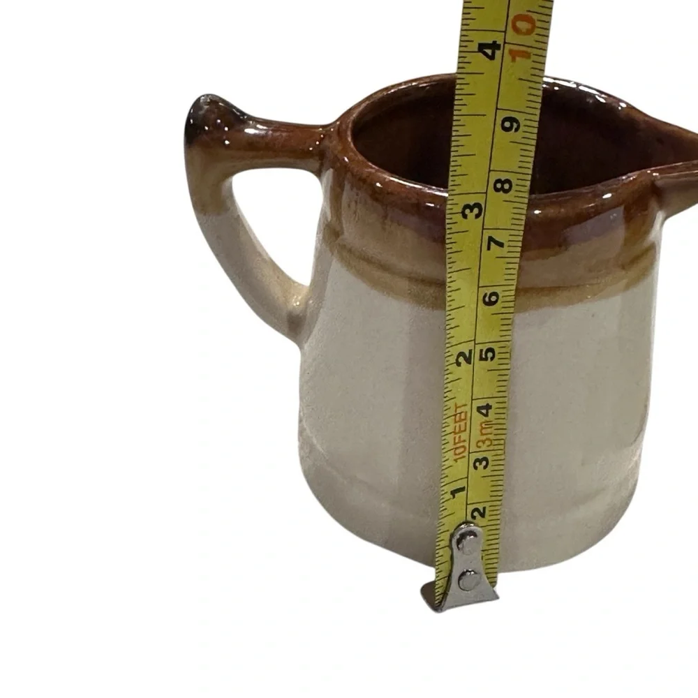 Vintage Brown Drip Glaze Stoneware Creamer Pitcher Set –‎ Wheat Floral Design